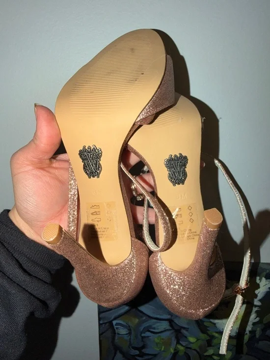 WHIT Rose Gold Glitter Strappy Heeled Sandals - Picture 4 of 4